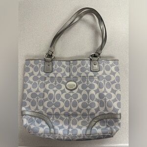 Coach Silver and Gray Signature Tote